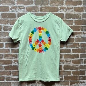 ❣️5|$25❣️Floral Peace Graphic Tee - Mint Green